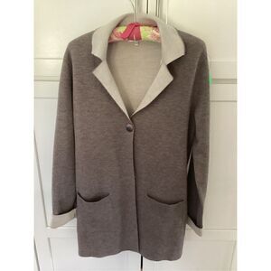 Dolce Stella Womens Cardigan Sweater Sz L Italy  Wool Blend Gray